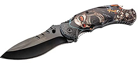 Herbertz 595012 Couteau lame Acier 420 manche 12 cm Métal Motif tête de mort