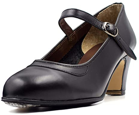 Ole Ole Flamenco Amateur Flamenco Shoes with Nails for Dancing Made in Spain Leather Shoes, Black, 6 UK