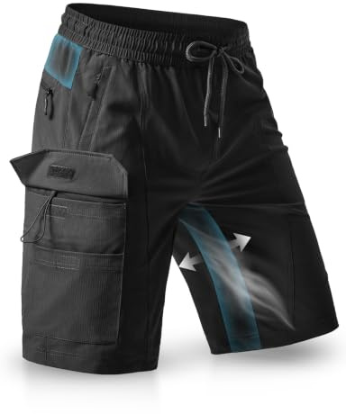 Wespornow Trekkinghose Herren Kurz Atmungsaktiv: Leicht Elastischer Bund | 5 RV-Taschen 4-Wege-Stretch Schnelltrocknend Robuste Wanderhose mit Kordelzug für Outdoor Sommer