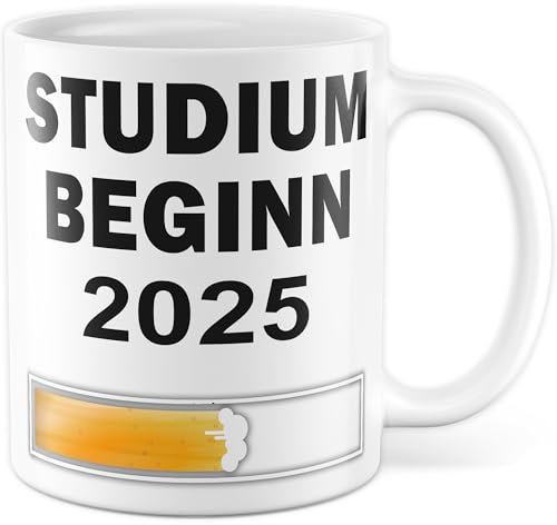 Studium Geschenk Anfang, Student Tasse Semester 2025, Beginn Studium Geschenkidee Uni Witz Becher, Kaffeetasse Studentin lustig, Studienbeginn Studieren Anfang Beginn Kaffeebecher