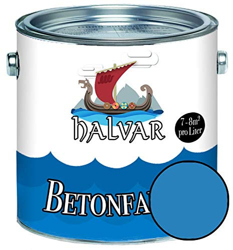 Halvar Betonfarbe/Bodenbeschichtung SEIDENMATT Blau RAL 5000-5024 Fassadenfarbe (1 L, RAL 5012 Lichtblau)