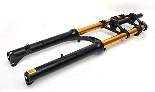 YLXD Bicycle Fork Suspension Fat Fork Double Crown 26 Inch for Fat Bike Shoulder 4.0 Fat Tire A-Pillar Disc Brake Air Pressure 100Mm Stroke 26