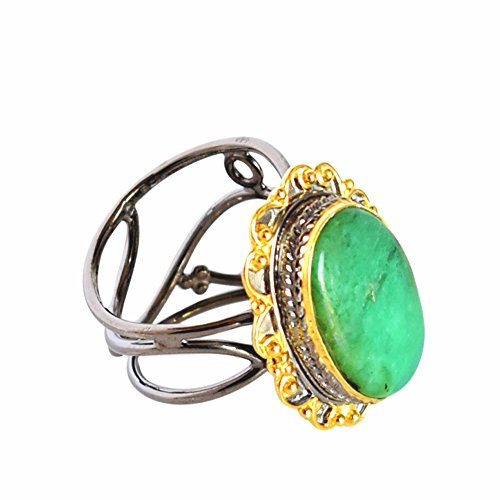 Ravishing Impressions Chrysopras Edelstein 925 Sterling Silber Cocktail Ring Verlobung Hochzeit Jahrestag Brautschmuck für Frauen, Stein, Chrysopras,