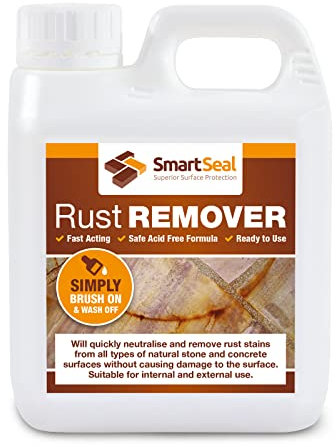 Smartseal Rust Remover - Acid-Free Rust Stain Cleaner for Natural Stone, Concrete, Driveways & Patios - Safe & Easy to Use - No Damage to Surfaces - 1 Litre