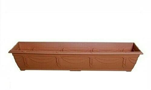 Optimal Products Plastic Window Planter Plant Pot Outdoor Garden Herb Flower Growbag Tray Broad Base Box Water Barrel (90 cm Terracotta)