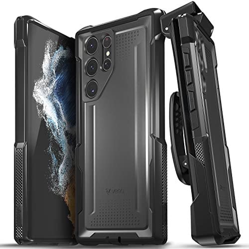 VENA vArmor Rugged Case Compatible with Samsung Galaxy S22 Ultra (2022), (Wireless Charging Compatible, Military Grade Drop Protection) Heavy Duty Holster Belt Clip Cover with Kickstand