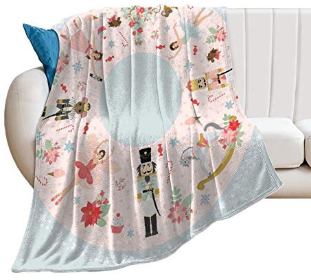 Kuscheldecke Nussknacker Süßigkeiten Muster Warm Wohn-Decke Flauschige Decke Sofa Weich Winterdecke, Für Alle Jahreszeiten, 150x125cm