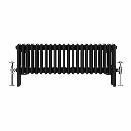 Warmehaus Radiatore orizzontale tradizionale in ghisa, a 4 colonne, 300 x 1010 mm, perfetto per bagno, cucina, soggiorno