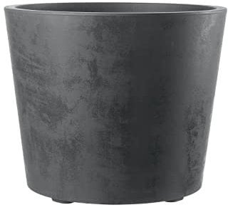 Kreher XXL Pflanzkübel Millennium mit rollbarer Plattform und einem Volumen von 80 Liter! Tolle Naturstein Optik in Braun oder Anthrazit! Maße: 59 x 49 cm (ØxH) (Anthrazit)