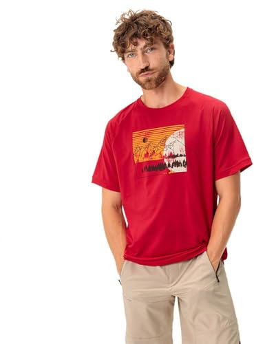 VAUDE Men's Gleann T-Shirt II, Herren T-Shirt zum Wandern und Reisen, red, S