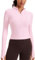 CRZ YOGA Women's Butterluxe 1/2 Zip Long Sleeve Shirts Sports Crop Tops Gym Sweatshirt Running Cropped Jacket Pullover with Thumbhole Pink Peony 12