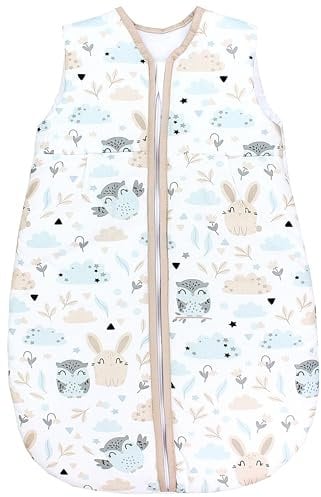 TupTam Schlafsack Baby - Wärmender Ganzjahresschlafsack 2.5 TOG, OEKO-TEX, Ärmellos, Farbe: Hase/Eule, Größe: 104-110