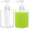 2 PCS Refillable Square Plastic Lotion Dispenser,Empty Lotion Pump Bottle,Plastic Soap Dispensers,Pump Bottle Dispenser,Empty Refillable Liquid Container for lotion,shampoo,shower (450ml, Clear)