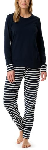 Schiesser Damen Casual Essentials Pyjamaset, Nachtblau_181746, 40 EU