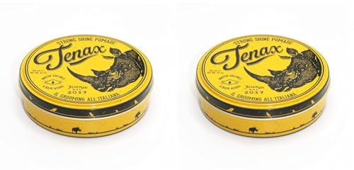 Tenax Strong Shine Pomade, 125 ml, wasserbasierte Pomade für Männer verleiht sehr guten Halt & schönen Glanz, leicht auszuwaschendes Haarwachs mit erfrischendem Duft (Packung mit 2)