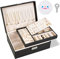 Jewellery Organiser, 2 Layer with Lock, Women's Jewellery Box with Removable Tray, Earring Box for Necklace, Earrings, Rings, Bracelets (Black)