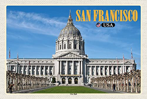Ontrada Holzschild 12x18cm San Francisco USA City Hall Rathaus Holz Schild
