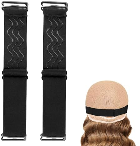 Adjustable Elastic Band for Wigs, 1.18 Inch Wig Elastic Band Non-Skid Adjustable Wig Grip Band Straps for Glueless, Wig Band Edge Wrap for Hair Styling (Black)