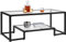 Yaheetech Coffee Table, 2-Tier Tempered Glass Coffee Table with Storage Shelf & Metal Frame, Modern Rectangle Center Tea Table for Living Room, Home, Office, Black