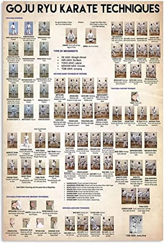 FJQWKLF Kampfkunst-Wandkunst, Goju-Ryu-Karate-Techniken, Leinwanddrucke, rahmenlose Poster, Gemälde für Wohnzimmer, Schlafzimmer, Wanddekoration, 30,5 x 40,6 cm