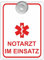 Indigos UG - Schild Notarzt im Einsatz - 9x12 cm - Aluverbundplatte mit Saugnapf - Innenbefestigung für Ihr Auto - UV-Beständig - Einsatzschild - Hinweisschild - Warnschild