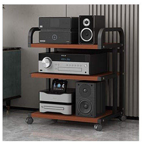 YCOVSFP 3-stöckiges AV-Medien-Rack, Video-Komponentenschrank, Audio-Rack, Leistungsverstärker-Geräteschrank, Stereo-Audio-Rack-Tower, Perfekt for DVD-Player (Color : Color- 2, Size : 50x40x65cm)