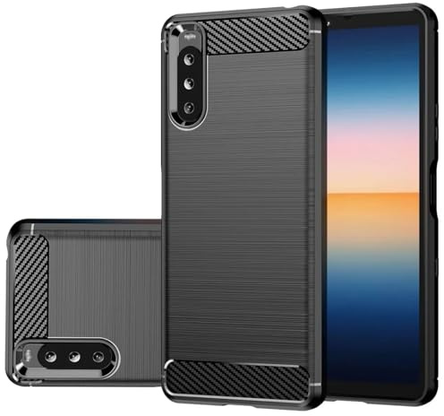 Gufuwo Schutzhülle für Xperia 10 II Case, für Sony 10 II XQ-AU51 Ultradünne Carbonfaser-Optik Hülle mit weicher TPU Rückseite Kratzfeste und stoßsichere Handyhülle für Sony Xperia 10 II schwarz