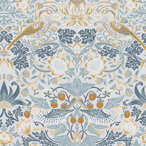 William Morris At Home Strawberry Thief Soft Blue Vliestapete 10mx52cm | | Einfach anzubringen und zu Entfernen 1005 x 52