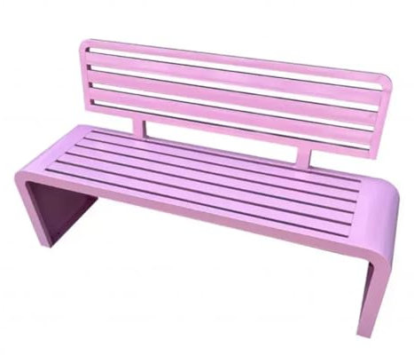 HOLGVE Gartenbank Metall, Parkbank, Sitzbank mit Rückenlehne, Außenbank Mit Rahmen aus Verzinktem Stahl, Terrassenbank Balkon Bank Wetterfest, Bis 300 Kg Belastbar(Pink,150cm/59in)