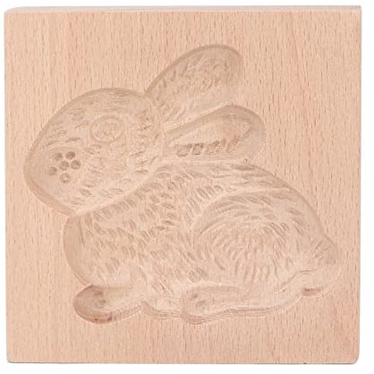 Wooden Cookie Mould, Carved Biscuit Press Stamp Moulds Reusable Cooking Baking Mould Washable Moon Cake Baking Press Tool for Bakery Restaurant Hotel (Rabbit)