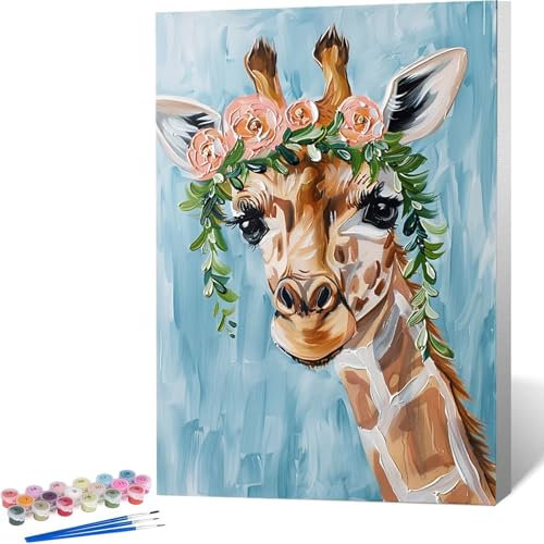 Malen Nach Zahlen Reh Malen Nach Zahlen Erwachsene, Giraffe Malen Nach Zahlen Kinder, Malen Nach Zahlen ab 7 Jahre Mädchen Bastelset Erwachsene, Paint by Numbers Adult Home Deko Geschenk 60x80cm 1-M