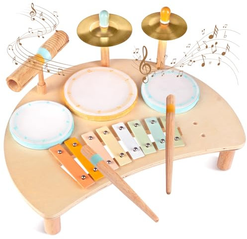 Kleinkind-Schlagzeugset für 1-jährige Jungen und Mädchen, Baby-Schlagzeug mit Xylophon für Kleinkinder von 1 bis 3 Jahren, Musikinstrumente,Geschenke für das Alter von 1, 2, 3+