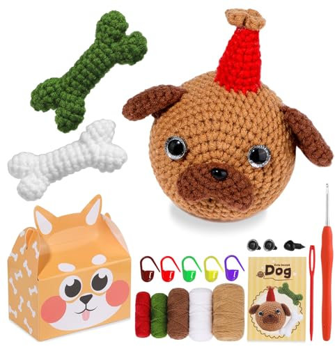 Handgewebte Materialtaschen Sets Handgefertigte Puppen Gestrickter Hund Geschenk Für Anfänger Freunde Kinder Erwachsene Mit Nadel Bastelarbeiten