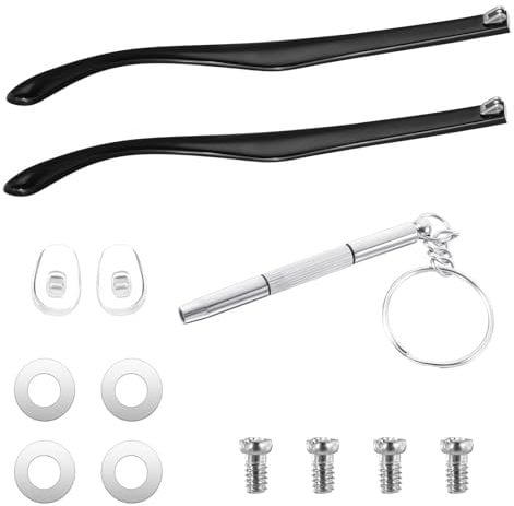 A Set Glasses Replacement Arms, Black Replacement Universal Spectacle Arms Kit, Eyeglasses Arms Replacement Leg Accessories, Stain Steel Glasses Replacement Temple for Women Men
