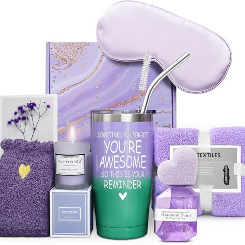 Dallfoll Birthday Pamper Gifts for Women, Self Care Relaxation Spa Bath Set, Get Well Soon Gifts for Women, Christmas Gifts, Insulated Tumbler Mug Set, Ladies Pamper Gifts for Mom, Wife