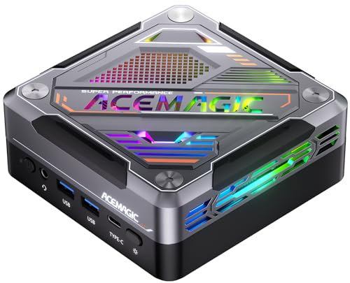 ACEMAGIC AM18 Mini PC Gamer, AMD Ryzen 7 8845HS (8C/16T, jusqu'à 5,1 GHz), AMD Zen4 Mini PC, 32 Go DDR5 (5600MHz) 512Go (PCIe4.0) NVME SSD Mini Ordinateur avec WiFi6 | 2,5G LAN | 8K UHD | Win11