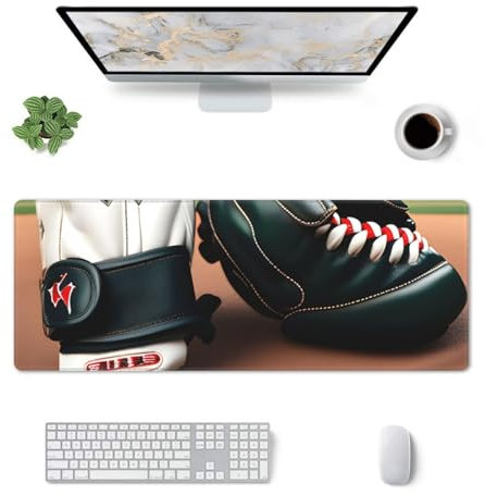 BBEXJIGY Baseball Rubber Keyboard Mat and Office Gloves 29 x 80 cm
