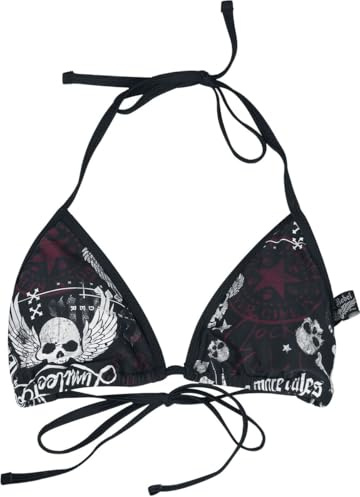 Rock Rebel by EMP Damen schwarzer Triangel-Bikini Mix and Match Oberteil mit herausnehmbaren Pads