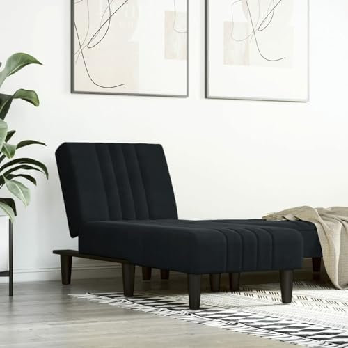 LAPOOH Chaiselongue Schwarz Samt, Relaxliege Wohnzimmer, Relaxsessel, Lesesessel, Ruhesessel, Bettsofa 352829