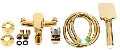 Robinet de baignoire avec douchette, robinet mixte, support de douche et tuyau de douche de 1,5 m, mitigeur de baignoire doré, mitigeur de douche à une main