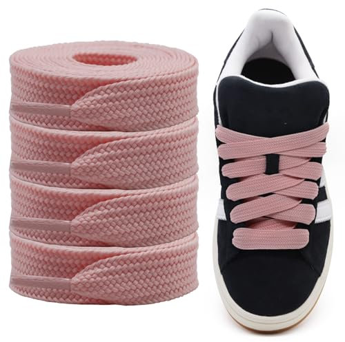 Cordeaux Épais pour Adidas Campus 00s, Pack de 2 Paires Lacs Plat Large de 15mm, Lacs de Remplacement pour Sneakers - Rose