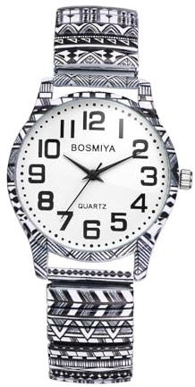 Lancardo Uhren Damen Elastische Damenuhren: Boho Analoge Quarzuhren Leicht Ablesbare Armbanduhren mit aufgedruckter Edelstahlarmband Stretchband Geschenke für Frauen Ältere bunt