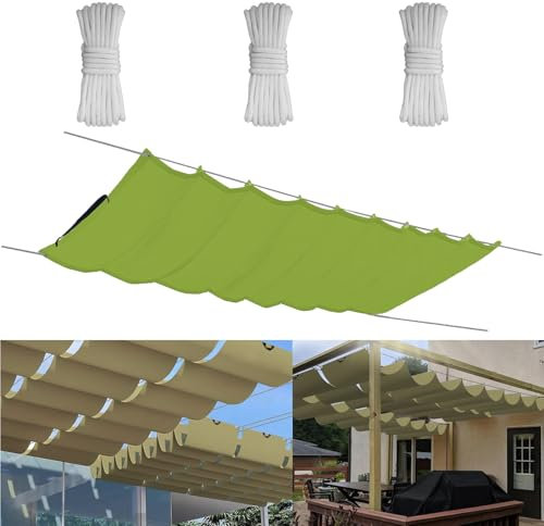 Einziehbare Welle Sonnensegel 3x6M, Verstellbar Aufrollbar Sonnenschutz Mit ösen, Spannmarkise Beschattung, Markise Wasserdicht Verstellbar Markisenstoff Für Terrassenüberdachung - Apfelgrün