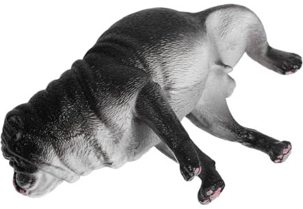 Yardwe Lebensechte Hundefigur Mops Hundemodell Aus Kunststoff Schwarze Hunde Ornament Dekoration Für Zuhause Schreibtisch Und Wohnraum