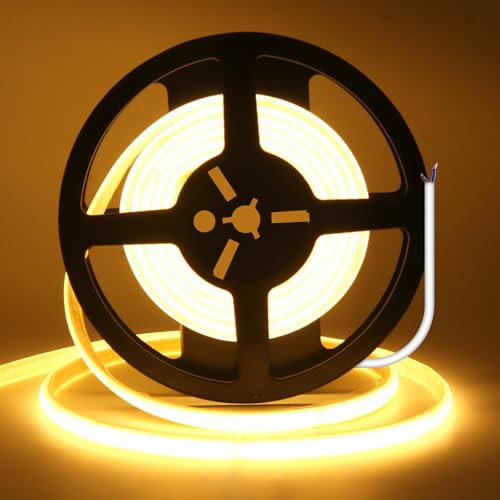 Wisada 220V Neon Streifen Selbstklebend Innen, Schnitt alle 10cm, 2-adrig Anschluss an AC 230V COB LED Band, 240LEDs/m Flexible Superhell LED Lichtband für Weihnachten(Warmweiß,2m)