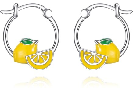 Zitronen Creolen S925er Sterling silber Zitronens cheiben Ohrringe süßer Frucht schmuck Geschenke für Zitronenliebhaber