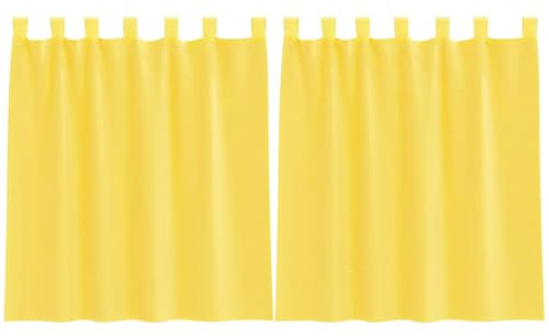 vidaXL Voile Vorhänge mit Schlaufen 2 STK. Gelb 140x140 cm, Gardine, transparenter Vorhang, Fenster-Voile, Fensterdekoration