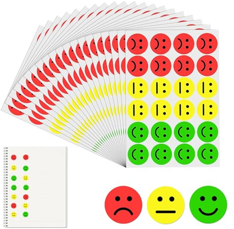 1200 Pcs Sticker Smiley,Smiley Aufkleber,Runde Rote Gelbe Grüne Ampel,Stimmungsaufkleber,Für Moderationskarten Moderationskoffer Belohnungssticker,Diy Niedliche