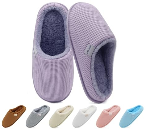 ONCAI Pantofole da Donna con Memory Foam Calde Pelliccia Sintetica Cotone Invernali Ciabatte 2026 Comode Antiscivolo Suola di Gomma Home Scarpe Peluche Viola Taglia 38