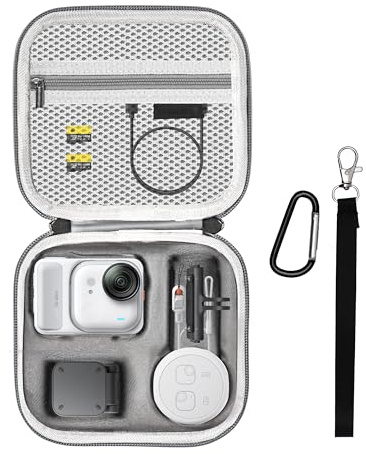 STARTRC VCR Carrying Case for Insta 360 GO Ultra Accessories Storage Case Protective Hard Shell Cover Case for Insta360 GO Ultra Vlogging Action Camera Accessories, Gray, S, Luggage Strap
